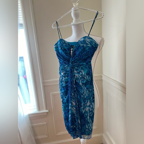 Onyx By Wendye Chaitin Blue Mini Dress - Picture 4 of 7